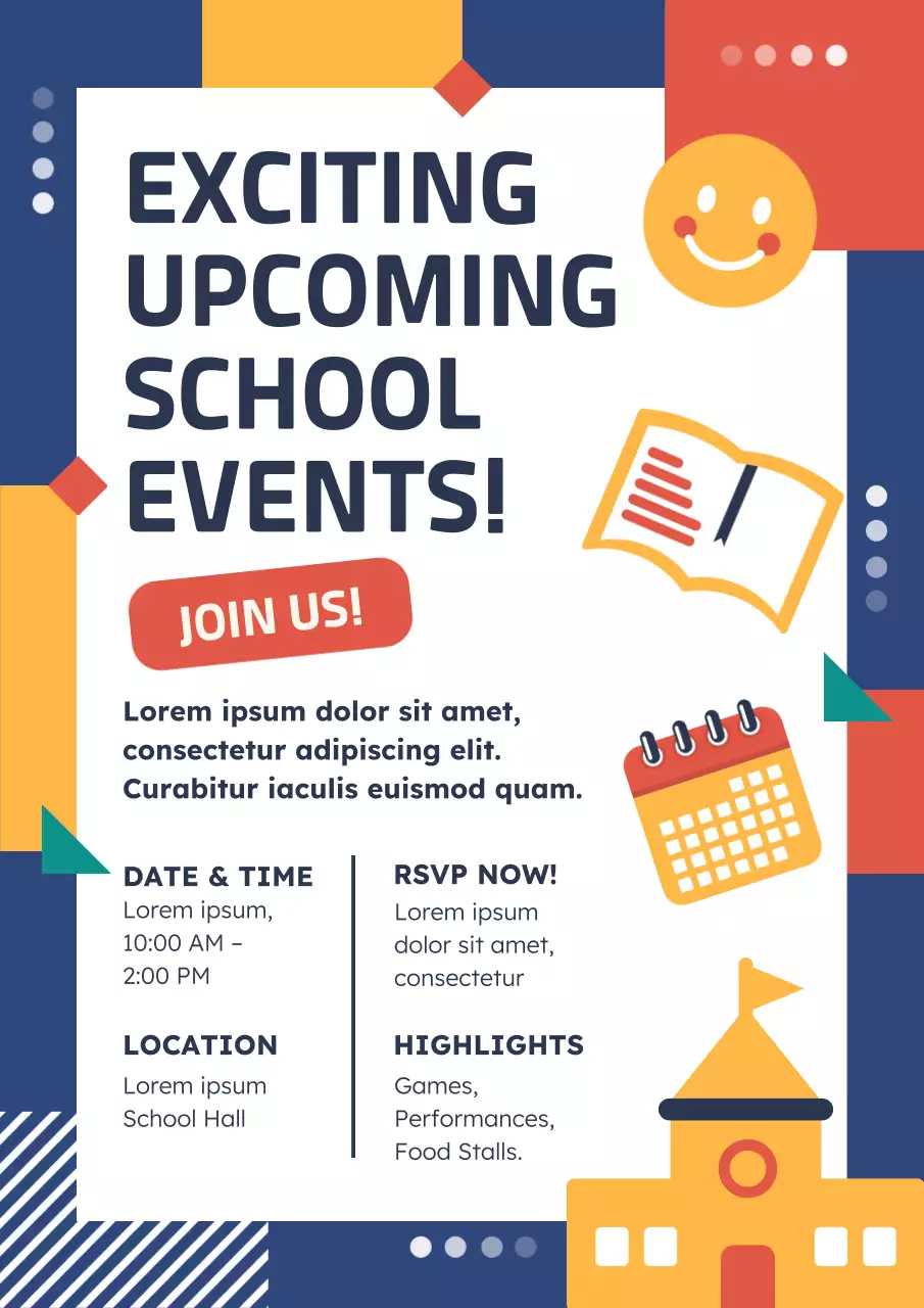 Colourful Modern School Announcement Poster