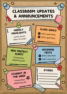 Brown Retro Classroom Announcement Poster
