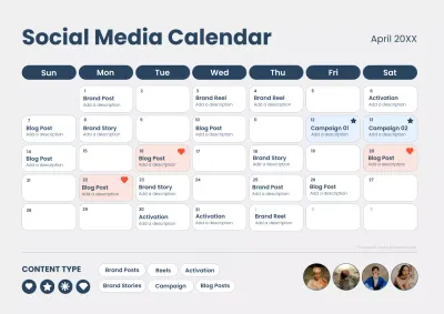 Blue Modern Calendar Planner Poster