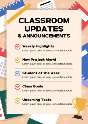 Beige Modern Classroom Announcement Poster