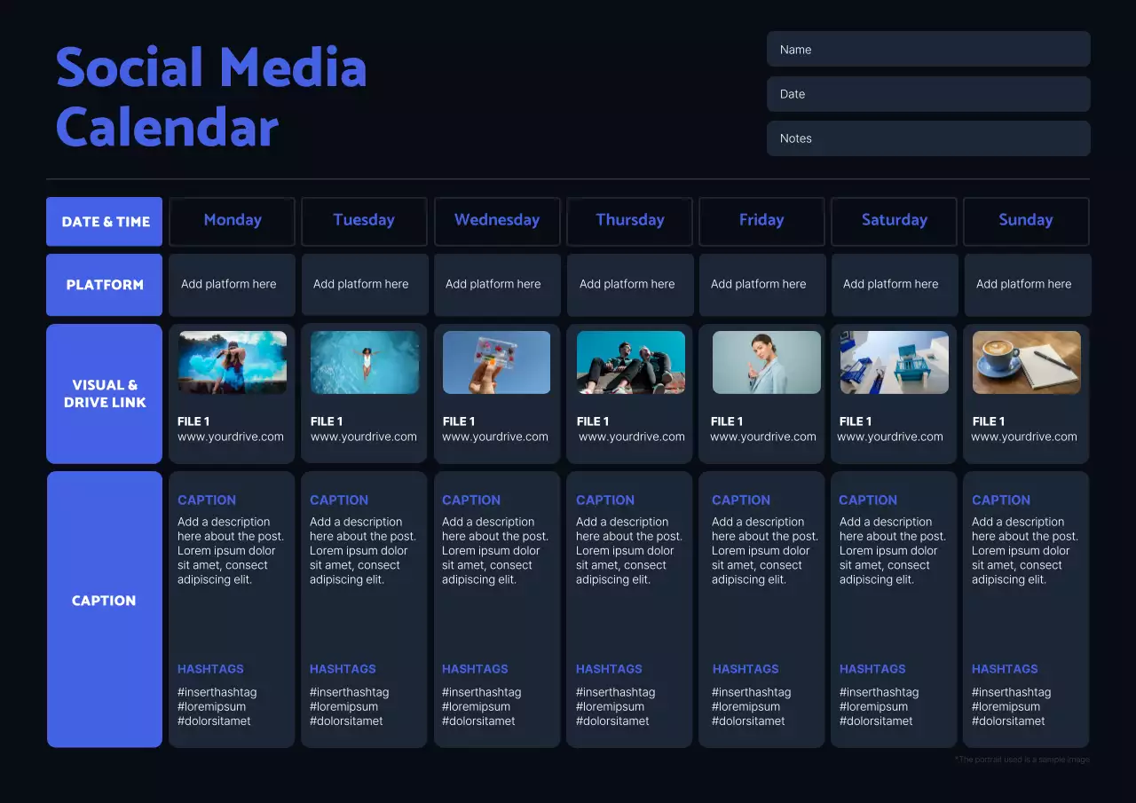 Blue Modern Social Media Planner Poster