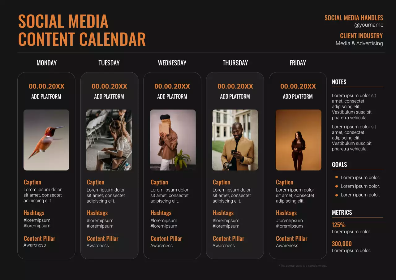 Orange Modern Social Media Planner Poster