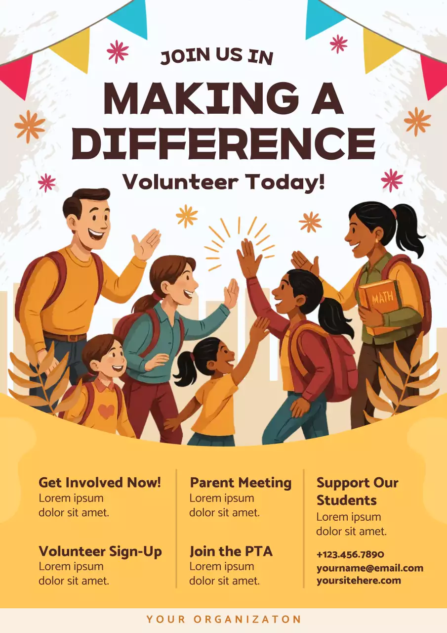 Orange Retro Volunteer Promotion Poster