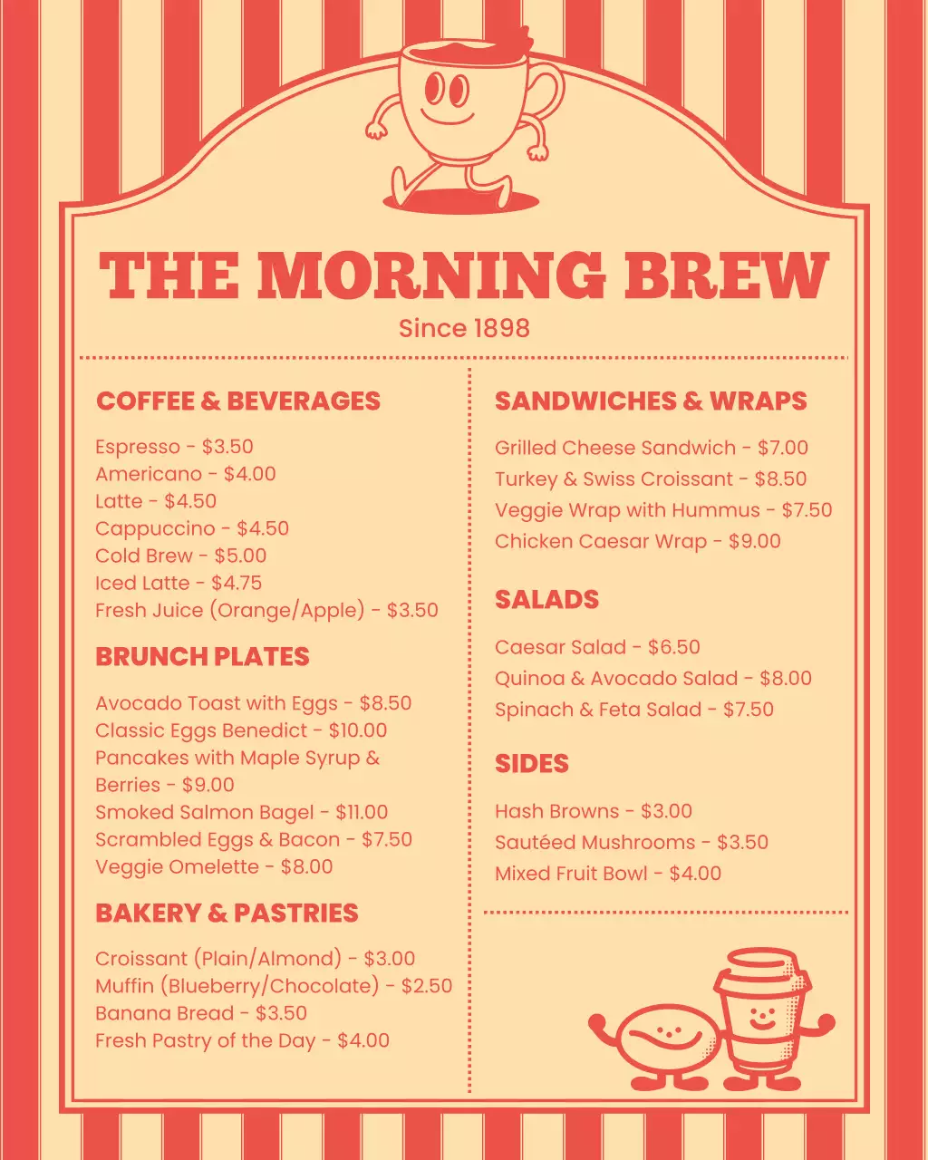 Cream and Red Retro Cafe Menu Instagram Post