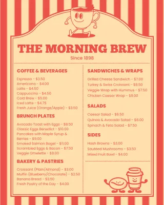Cream and Red Retro Cafe Menu Instagram Post