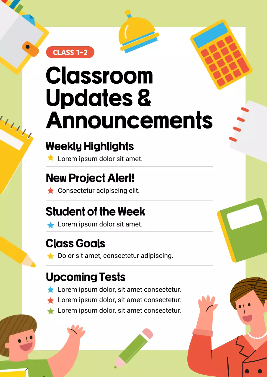 Colorful Modern Classroom Announcement Poster
