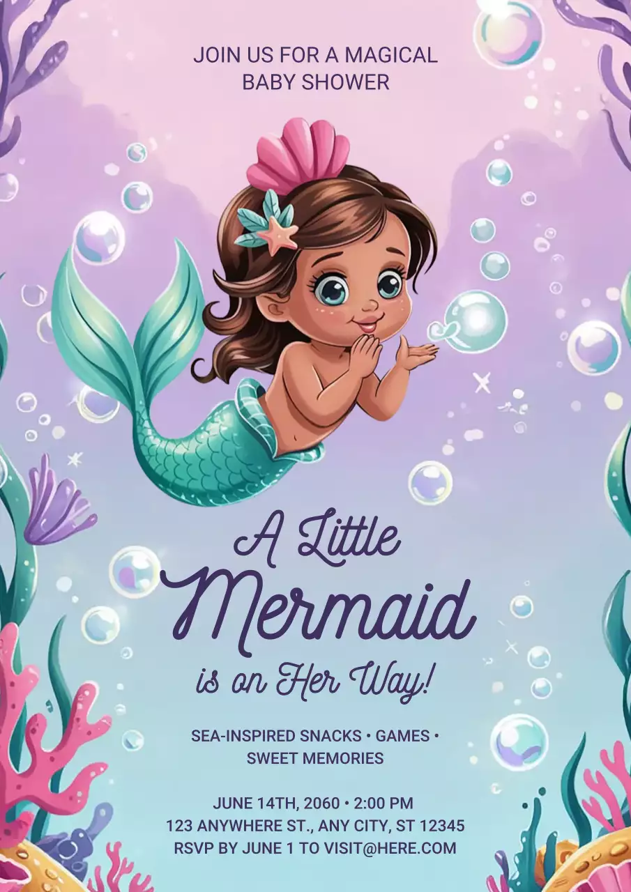 Purple Cute Baby Shower Invitation Poster