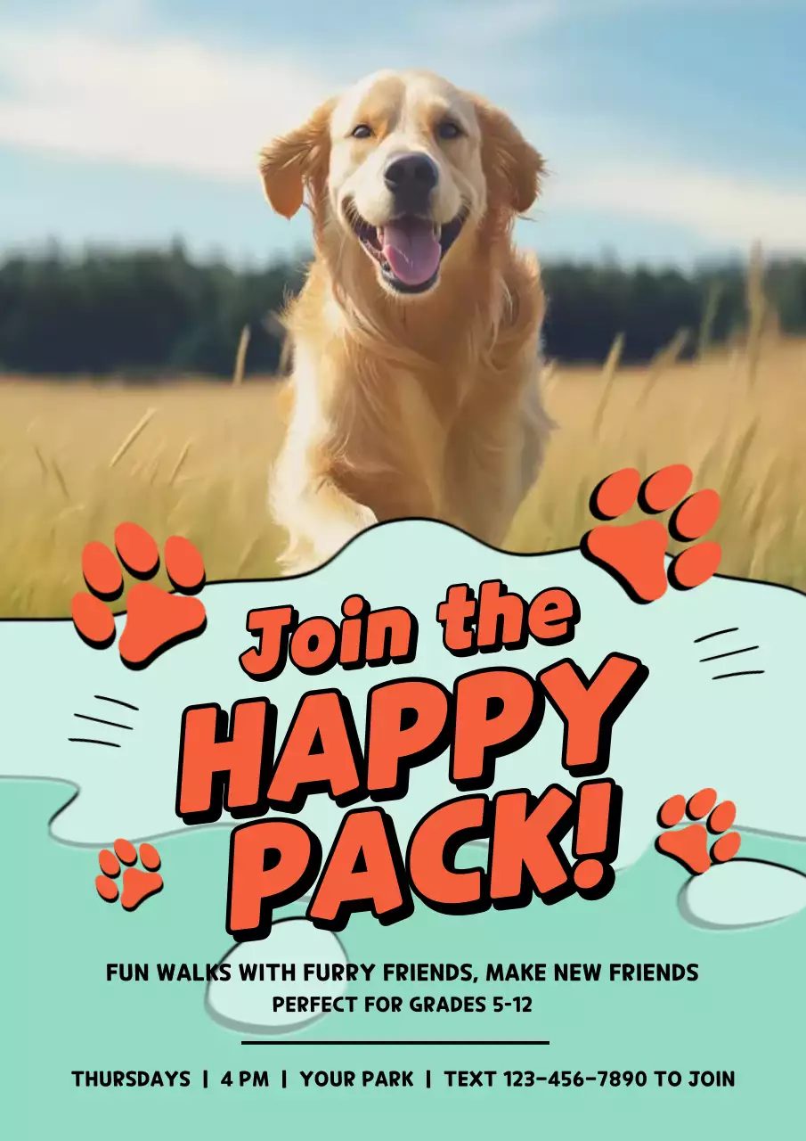 Orange Playful Dog Event Announcement Poster