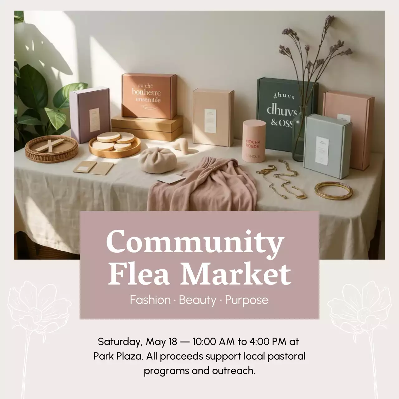 Beige Rustic Market Announcement Social Media Post