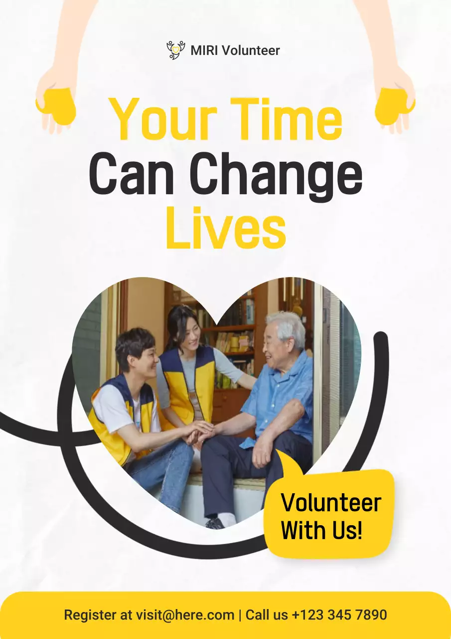 Yellow Modern Volunteer Promotion Poster