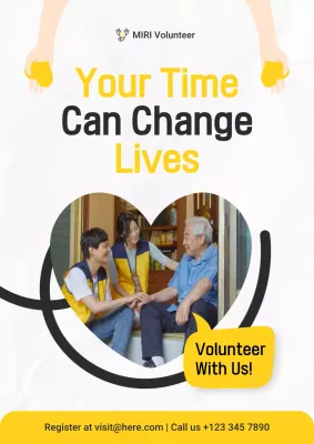 Yellow Modern Volunteer Promotion Poster