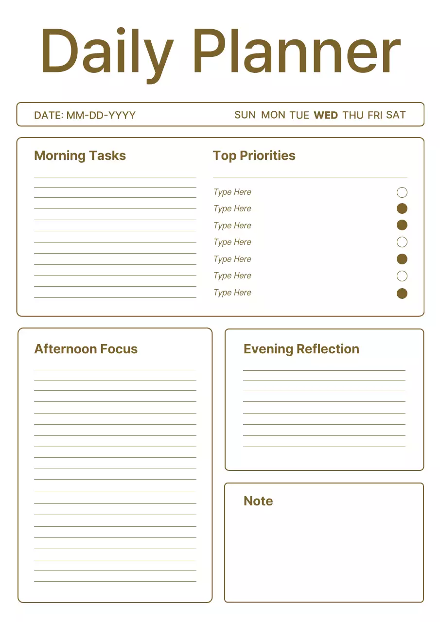 Brown Minimal Planner Schedule Poster