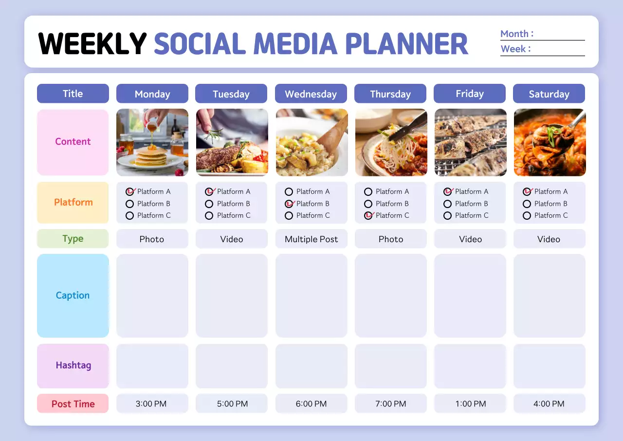 Blue Modern Social Media Planner Poster