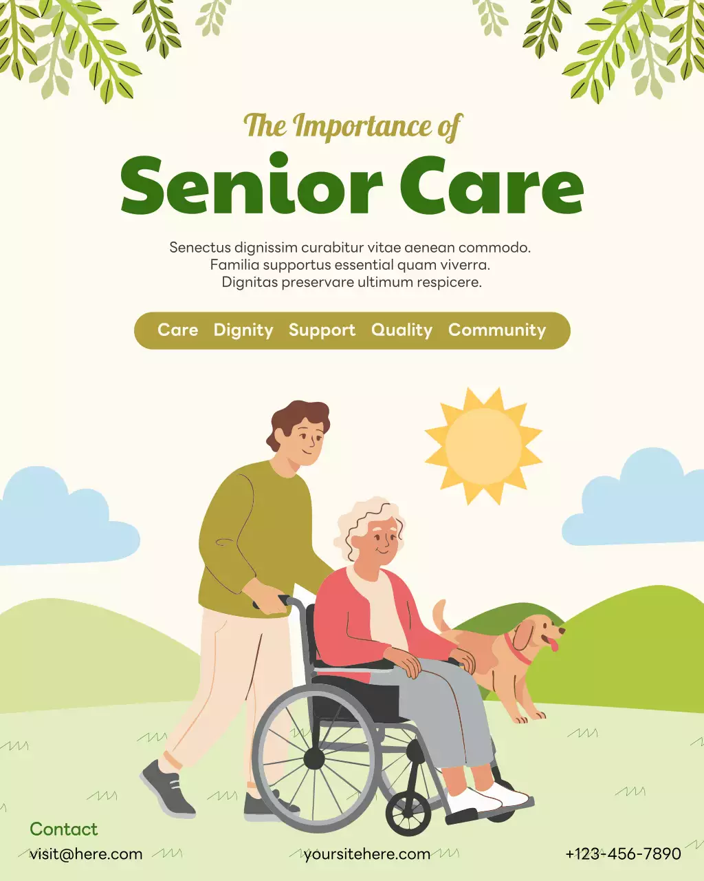 Green Minimal Senior Care Advertisement Poster