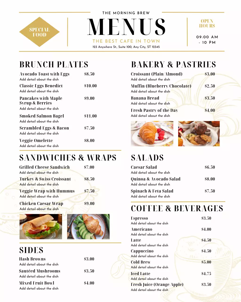 Beige Modern Cafe Menu Instagram Post