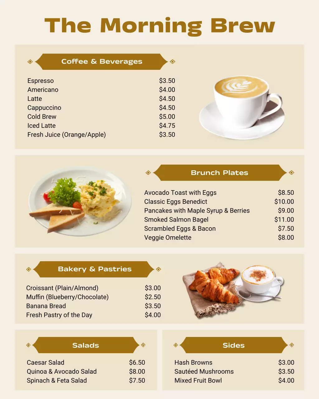 Beige Modern Cafe Menu Instagram Post