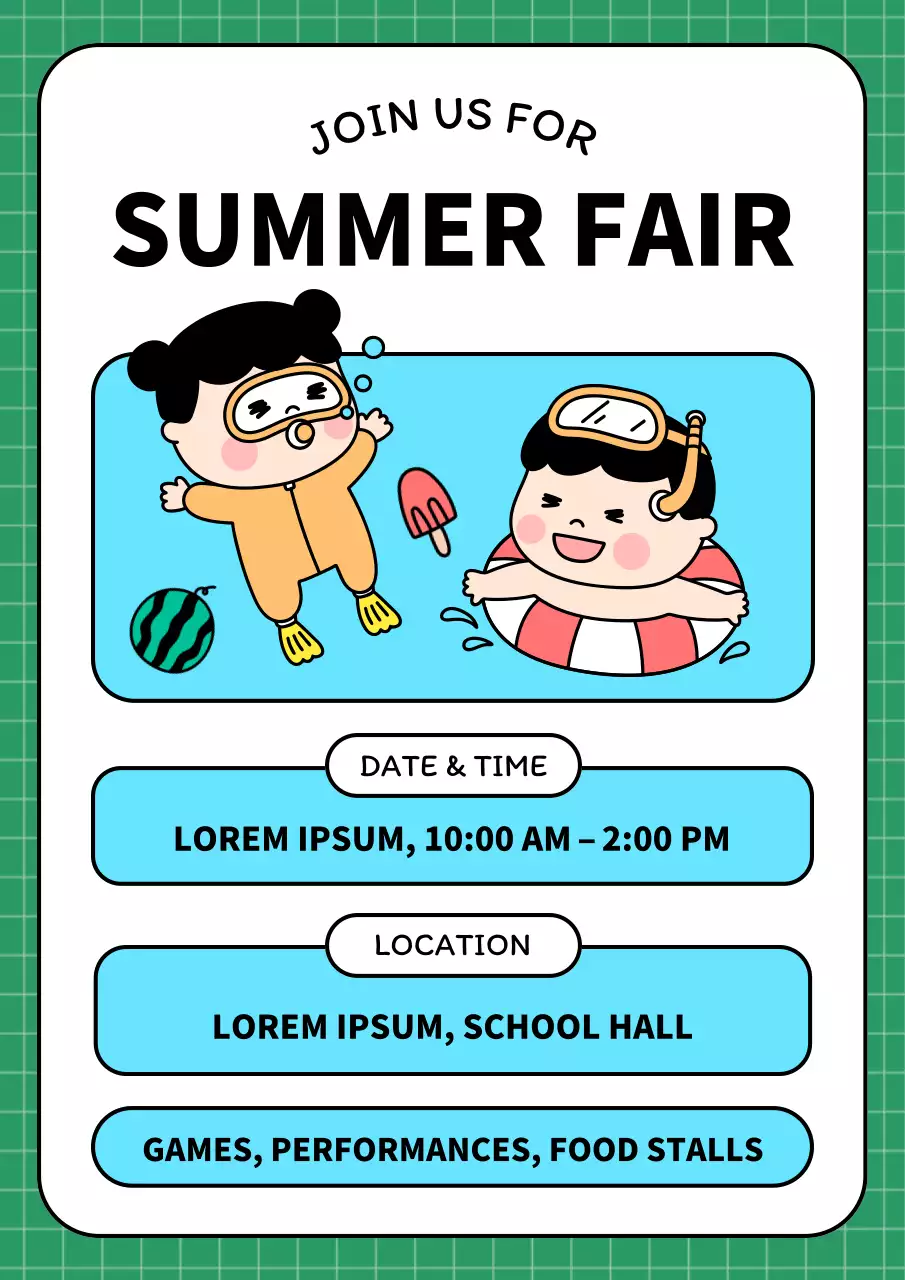 Green Playful Summer Event Announcement Poster
