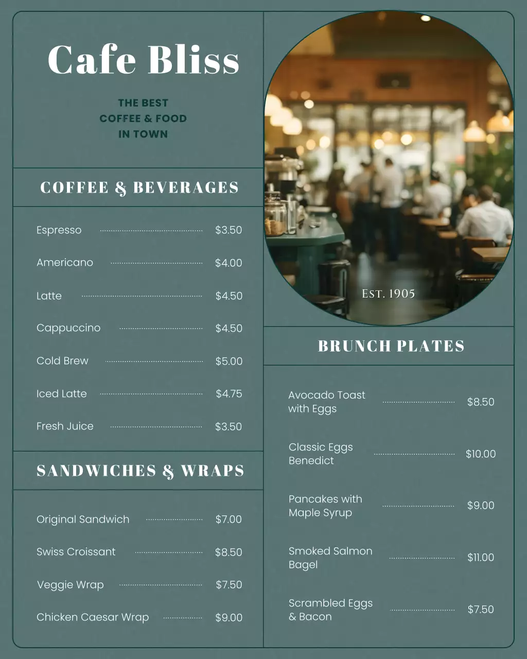Postingan Instagram Menu Kafe Modern