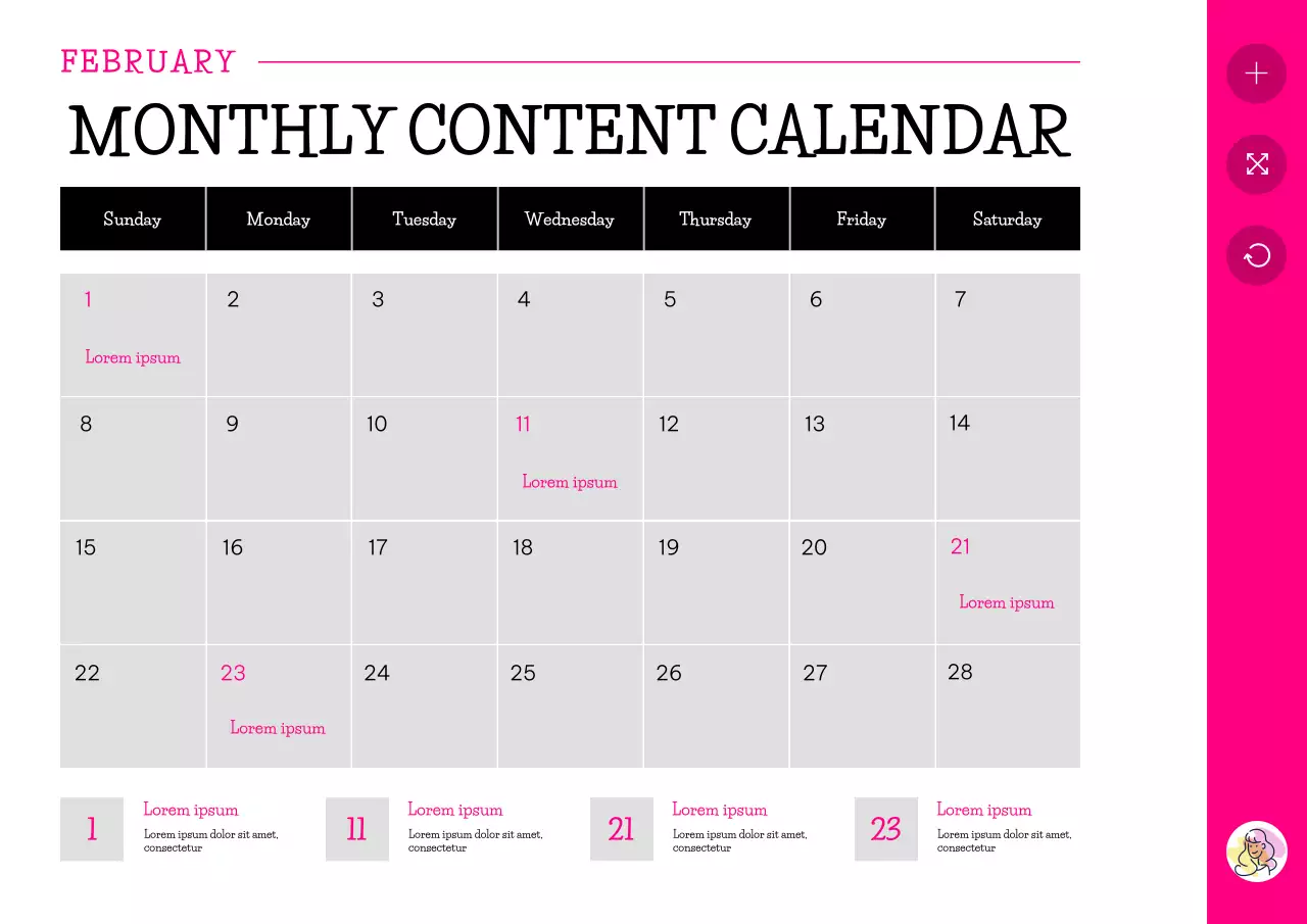 Pink Modern Content Calendar Planner Poster