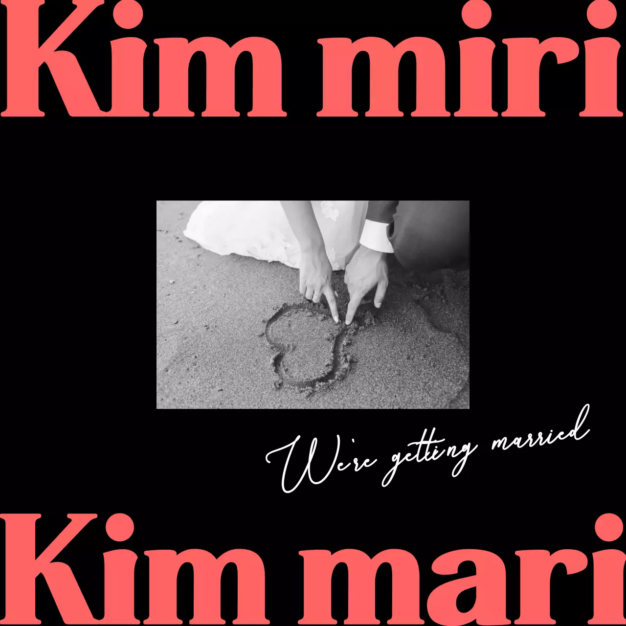 검정 심플 결혼 초대장