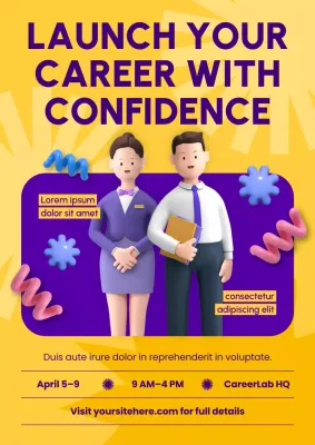 Yellow Vibrant 3D Career Preparation Bootcamp Promotion Poster