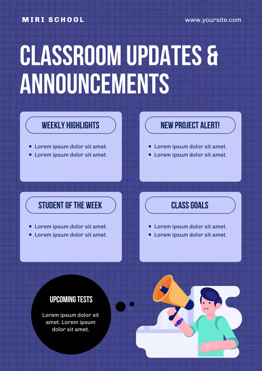 Blue Modern Classroom Announcement Poster