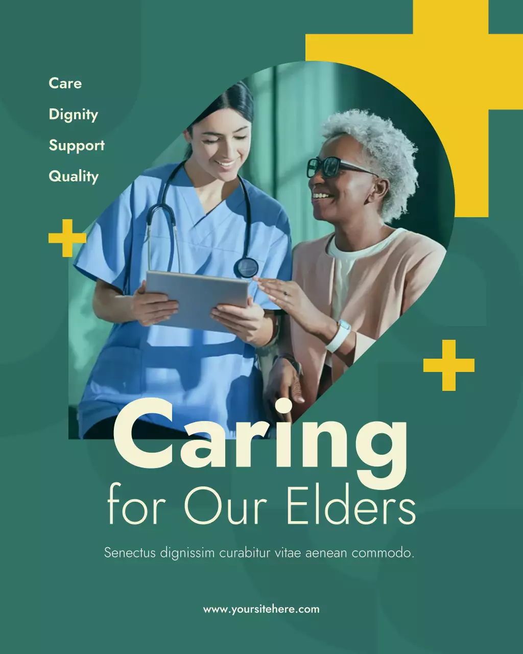 Green Yellow Modern Senior Caregiving Instagram Post