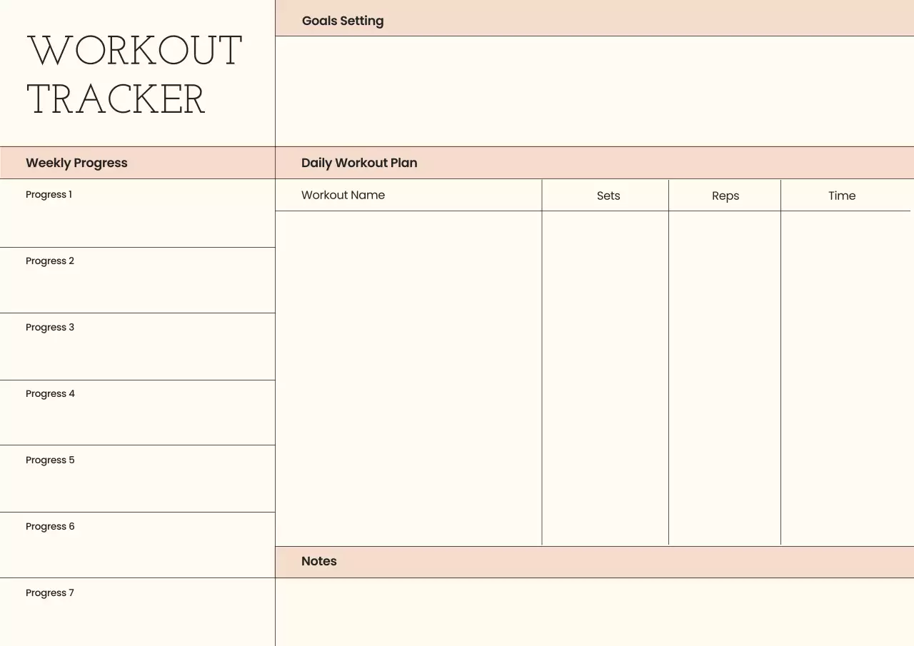 Beige Minimalist Workout Planner Poster