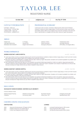 White Blue Minimal Clean Nursing ATS Resume Document