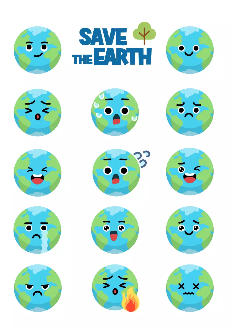 파랑 아기자기한 환경 스티커