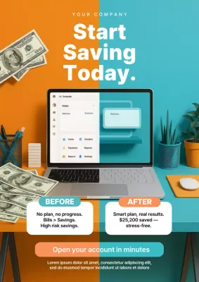 Orange Modern Savings Promotion Poster