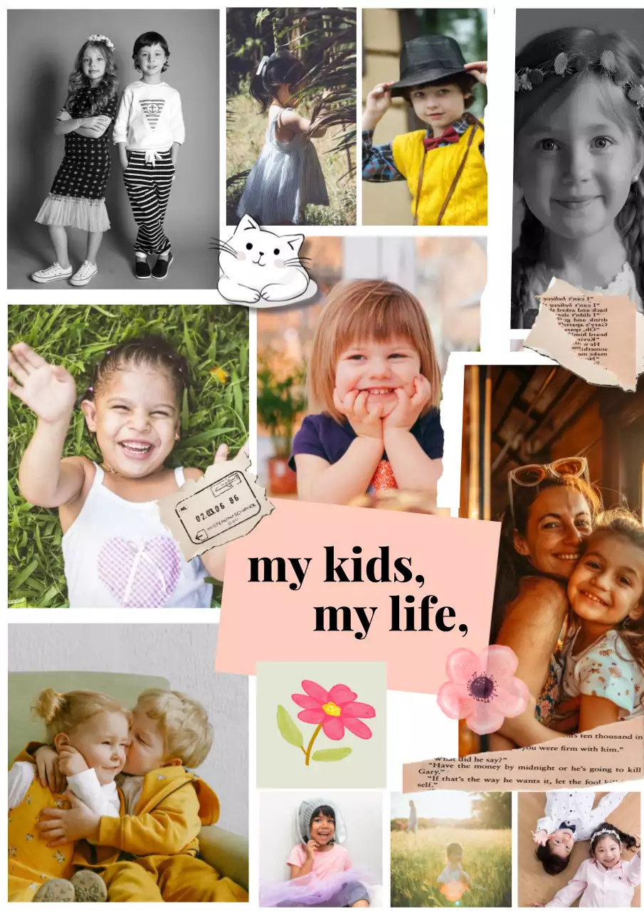 Colorful Classic Kids Photo Collage Web Poster