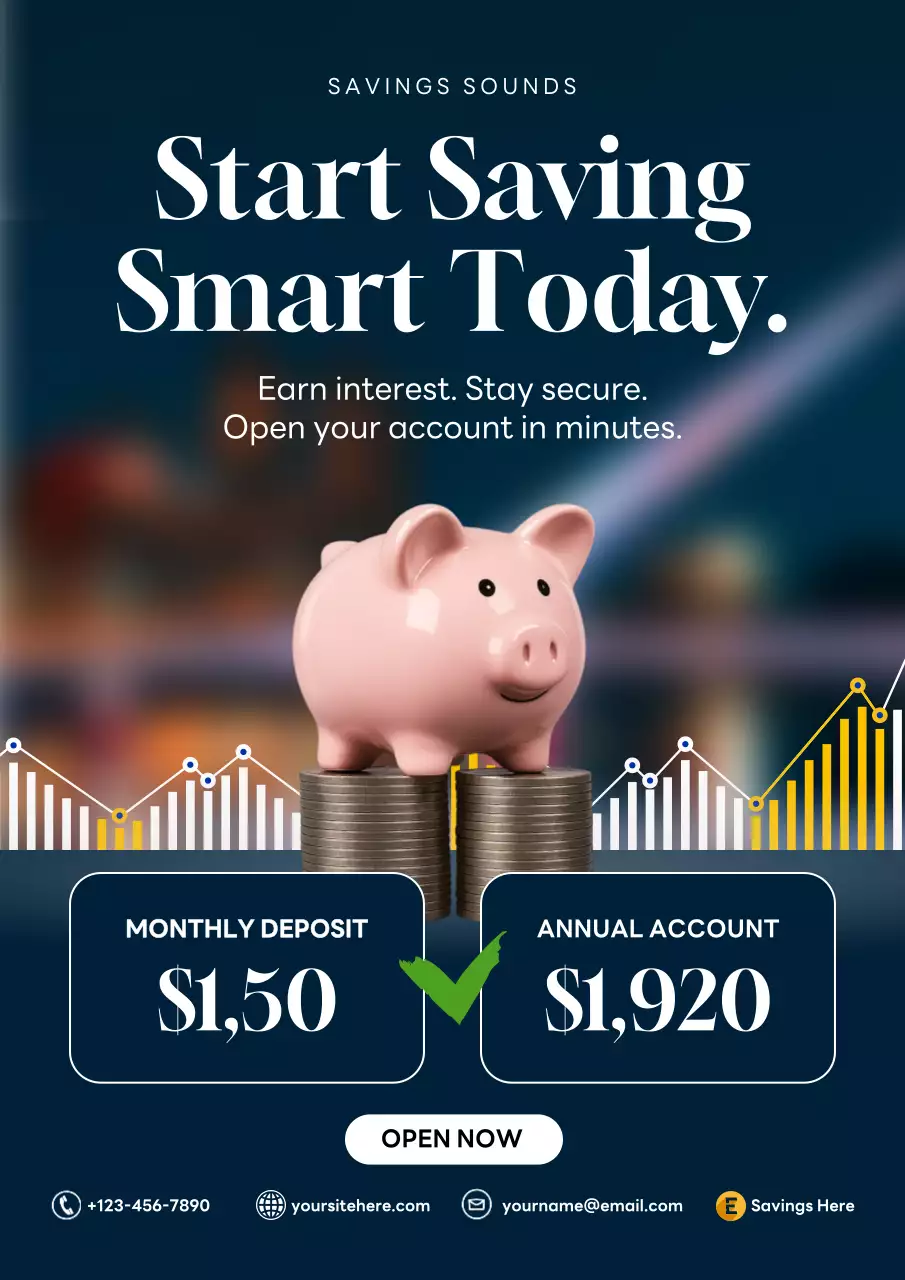 Pink Modern Savings Promotion Poster