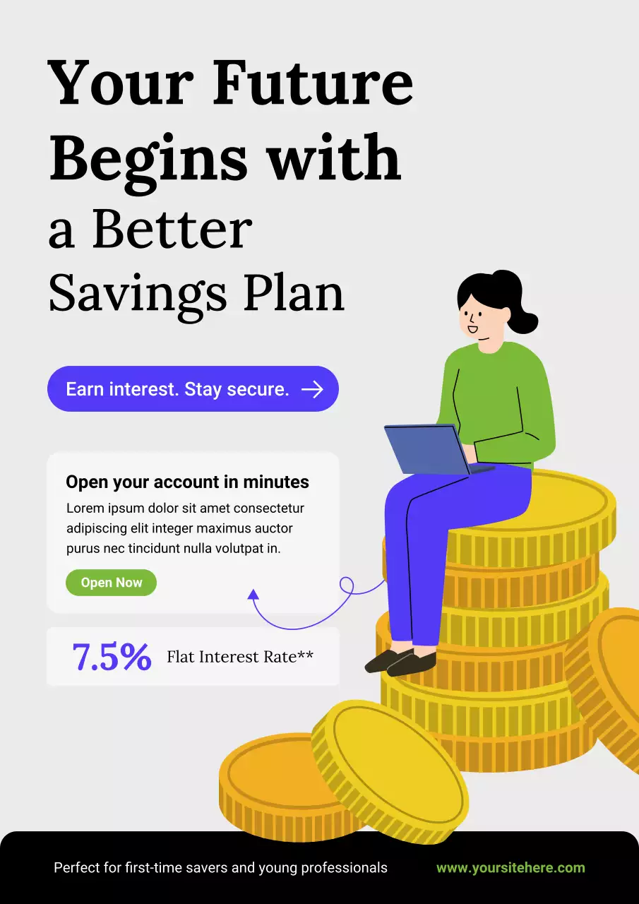 Purple Modern Savings Promotion Poster
