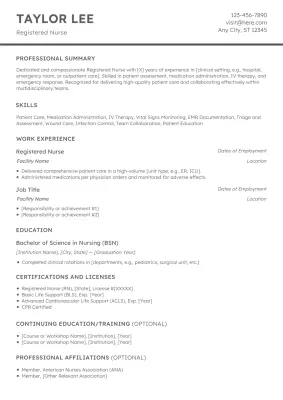 Clean Professional Nursing Resume Document