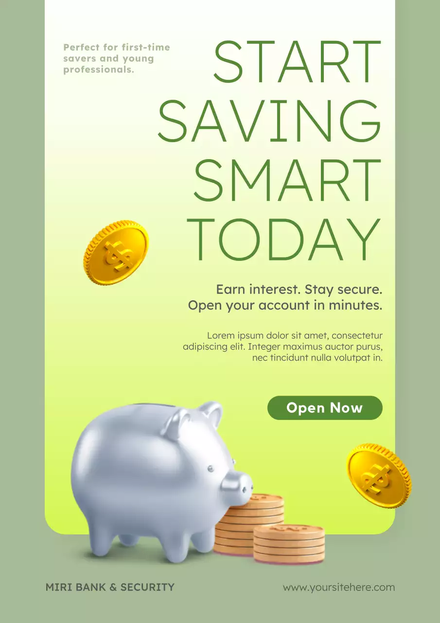 Green Modern Savings Promotion Poster