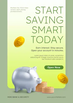 Green Modern Savings Promotion Poster
