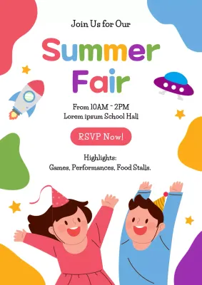 Colorful Playful Summer Fair School Event Poster
