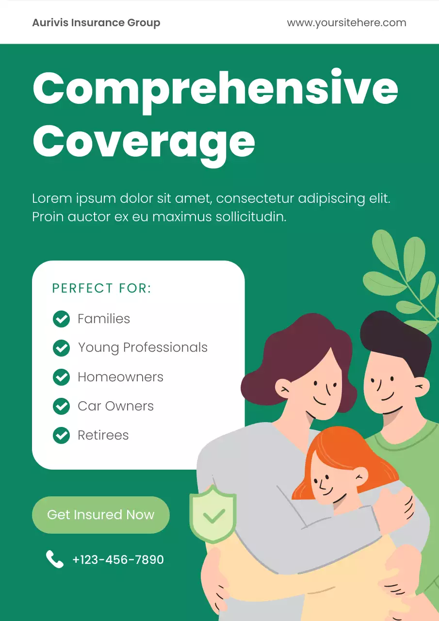 Green Modern Insurance Advertisement Poster