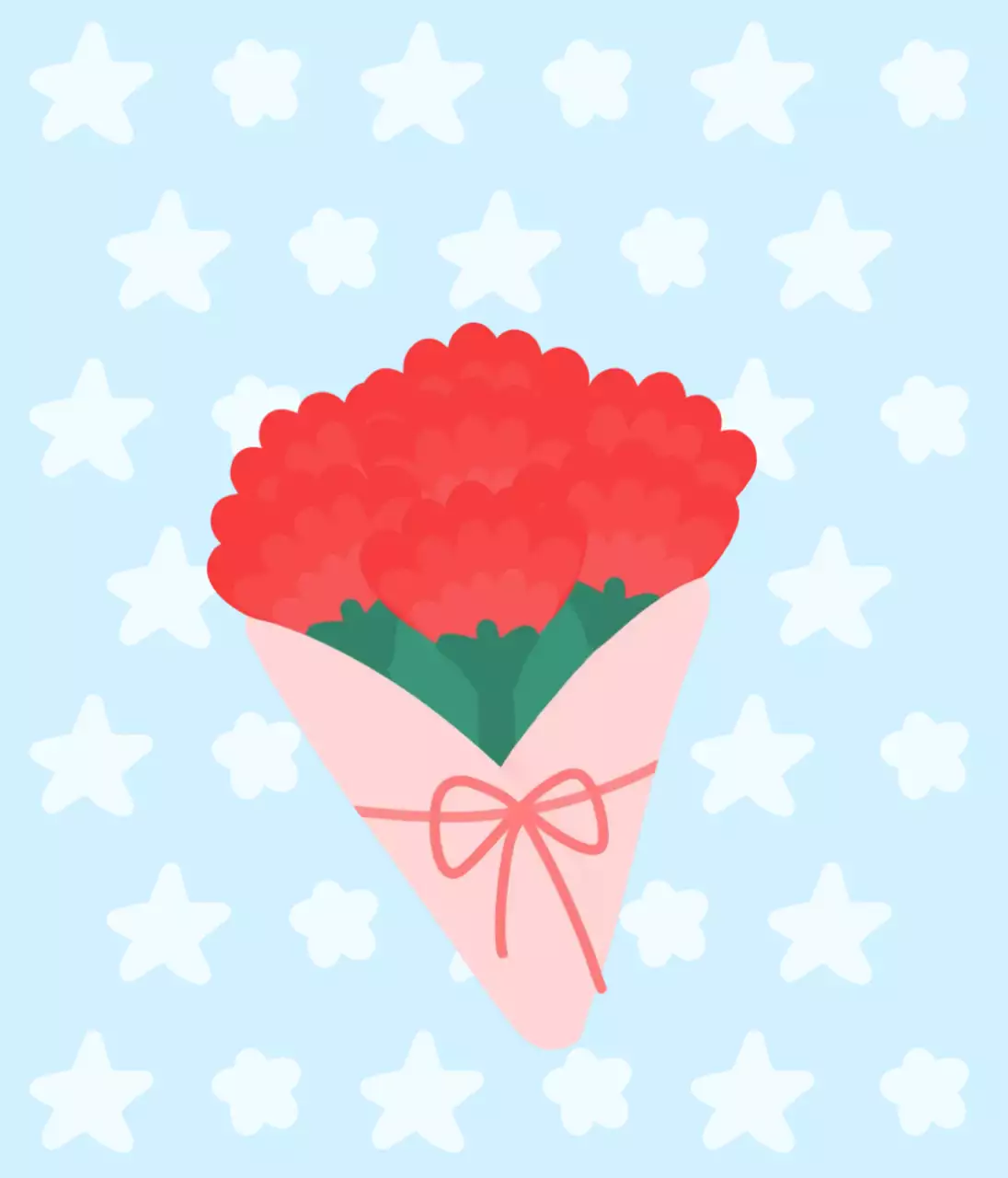 하늘색 아기자기한 꽃다발 엽서