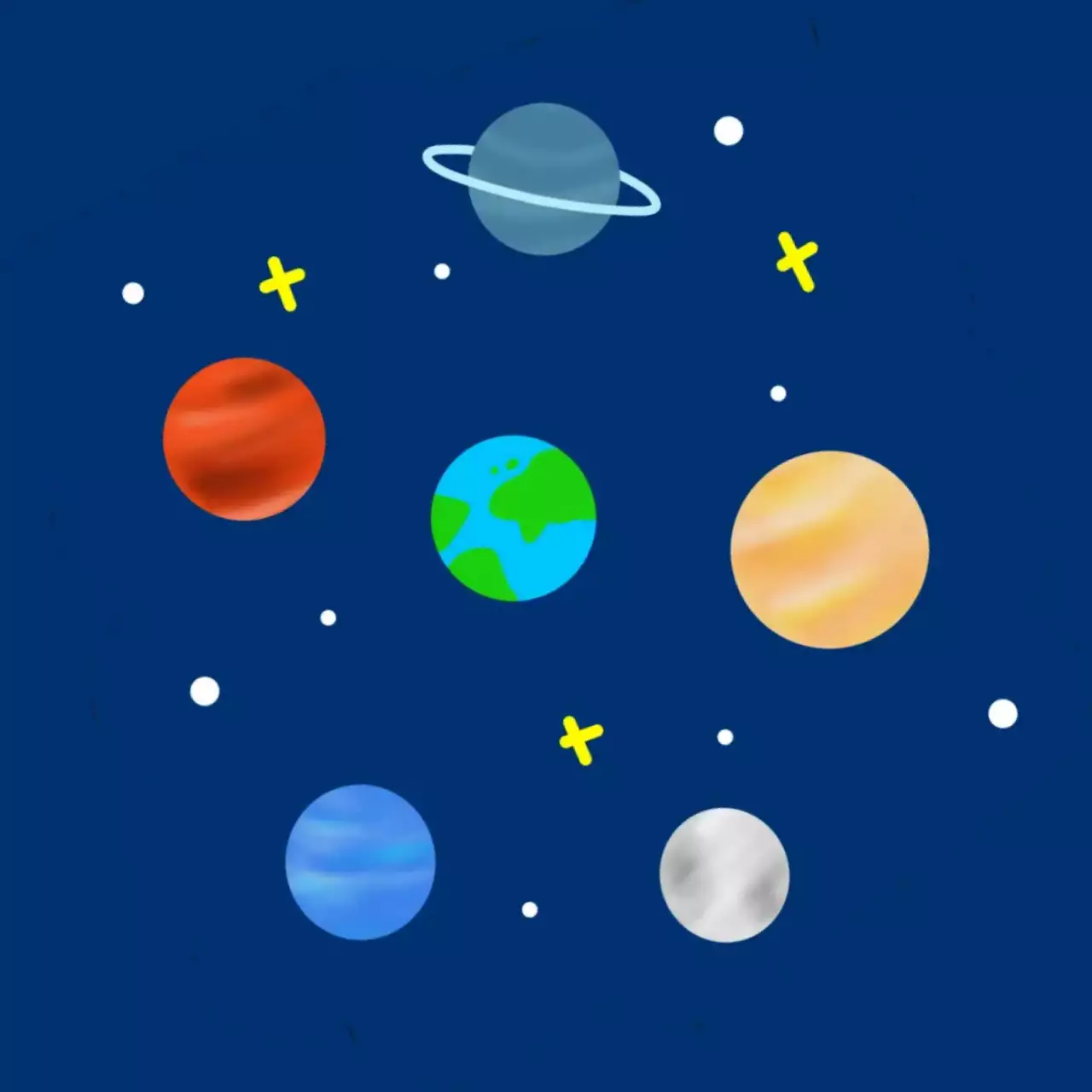 남색 아기자기한 우주 탐험 스티커