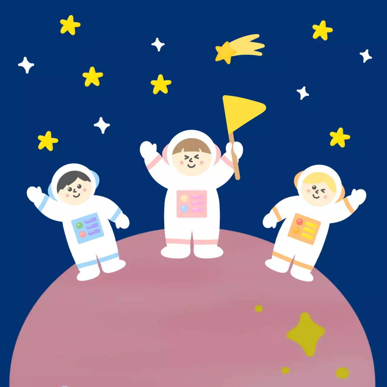 남색 아기자기한 우주 탐험 스티커