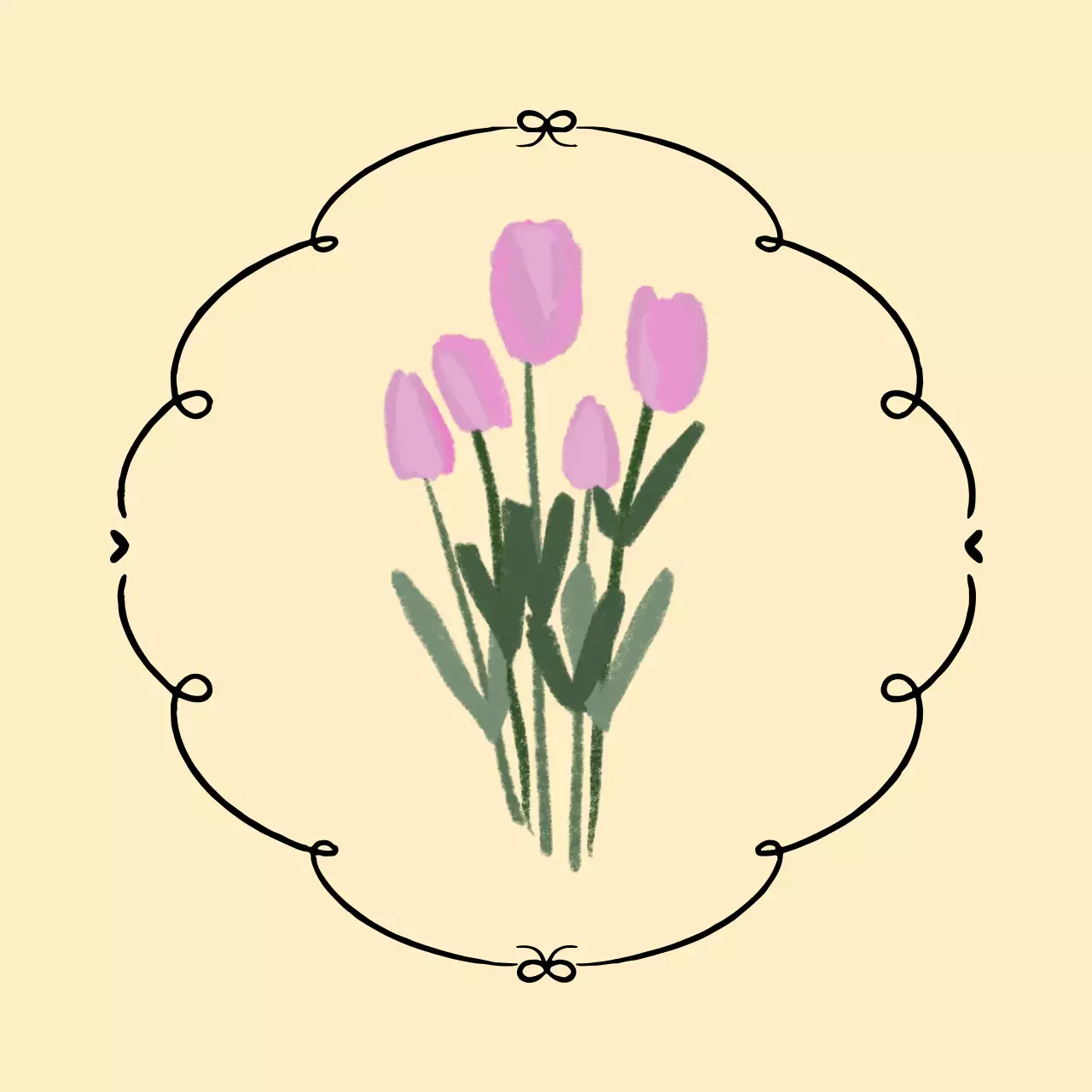 베이지 우아한 꽃다발 엽서