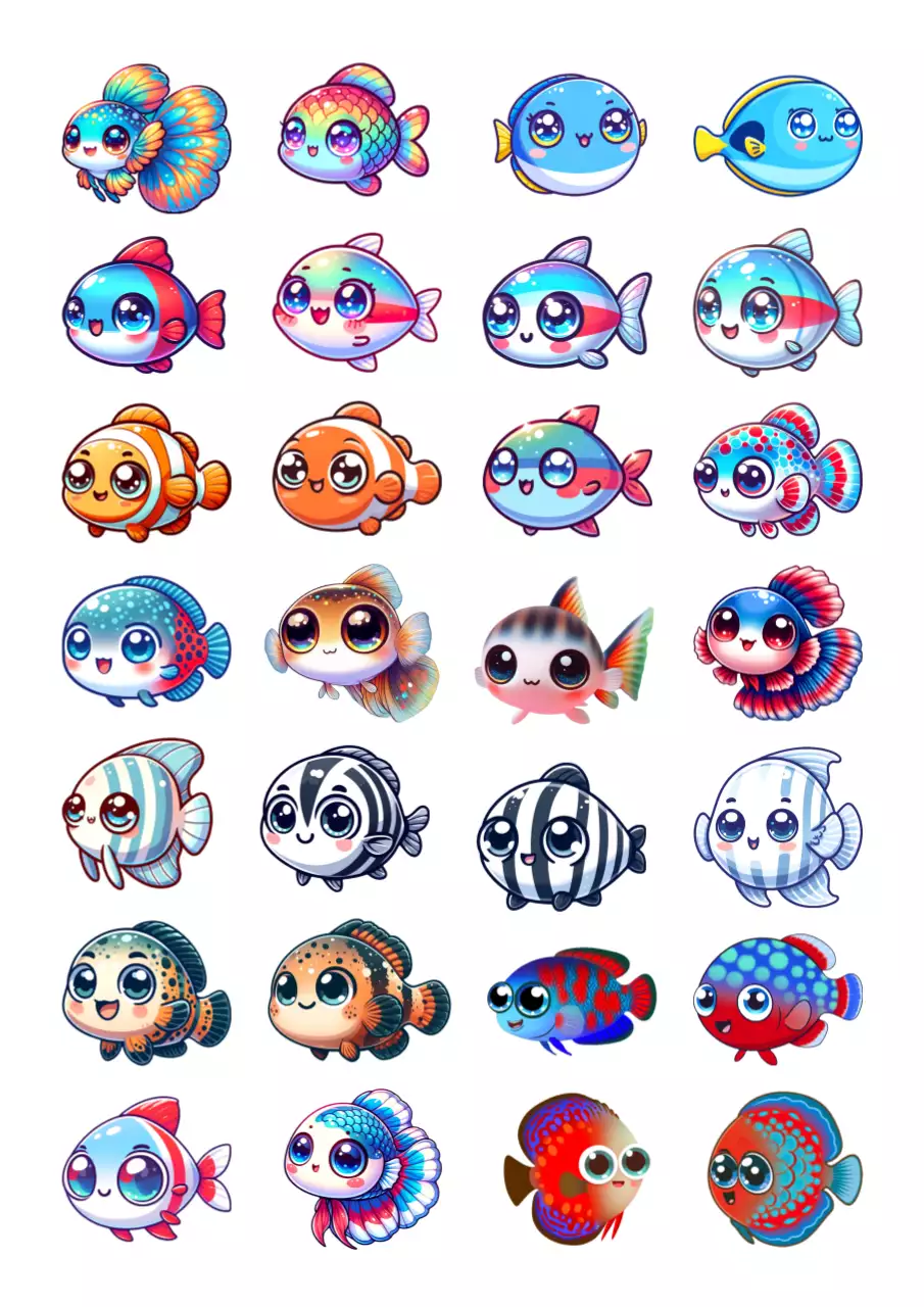 무지개 아기자기한 캐릭터 스티커