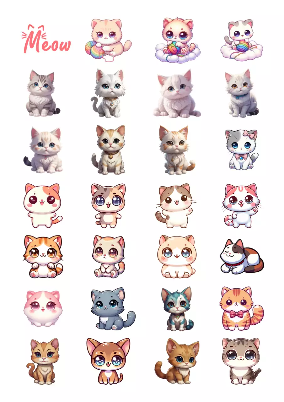 핑크 아기자기한 고양이 스티커