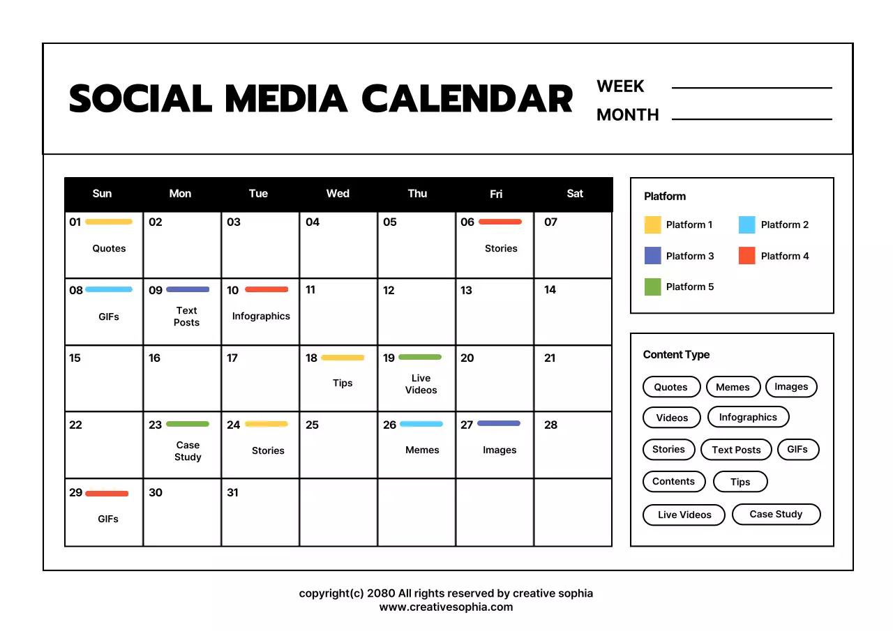 Black Modern Social Media Planner Poster