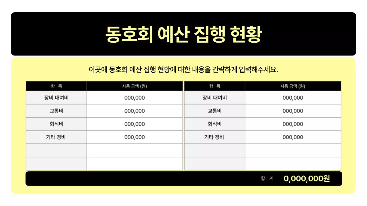 노랑의 모던한 사내 동호회 활동 보고서