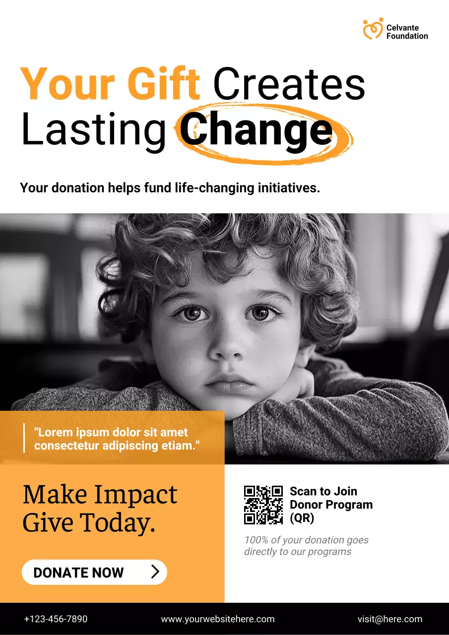 Orange Modern Charity Promotion Poster