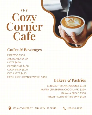 Brown Vintage Cafe Digital Menu Instagram Post