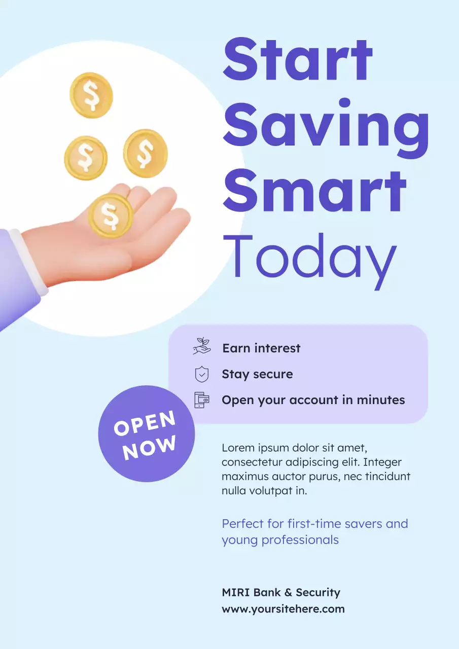 Purple Modern Savings Promotion Poster